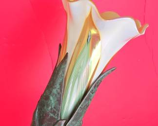 Art Nouveau Nymph and Calla Lily Table Lamp by Gustav Gurschner