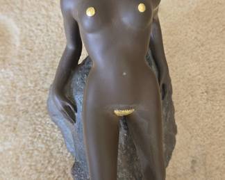 Bronze Nude Sculpture with Gilded Accents - Signed 'J. Stelzer'