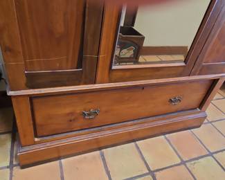 Victorian Walnut Armoire with Stained Glass