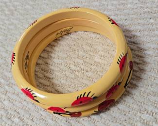 Set of 3 Hand-Painted Ladybug Bangles