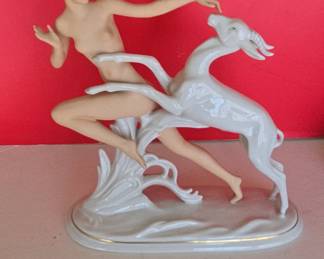 Wallendorf Porcelain Figurine of Woman and Gazelle