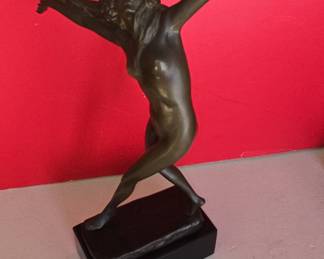 Art Deco Bronze Dancer Sculpture by Claire Jeanne Robertine Colinet