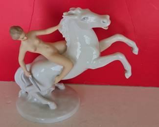Wallendorf Porcelain Figurine of a Woman Riding a Horse