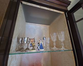 Crystal Wine Glasses and Silver Goblets with Figurines