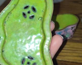 Pair of Vintage Chinese Cloisonné Enamel Cloud-Shaped Trinket Boxes