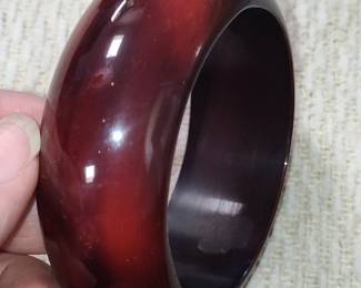 Vintage Translucent Red Bakelite Bangle Bracelet