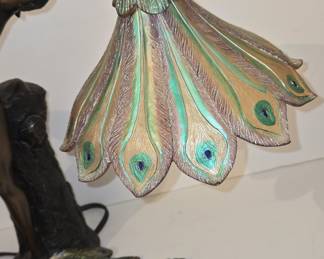 Art Nouveau Nymph and Peacock Lamp