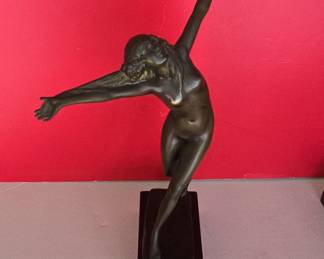 Art Deco Bronze Dancer Sculpture by Claire Jeanne Robertine Colinet