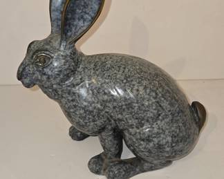Bronze Rabbit Sculpture with Granite-like Patina