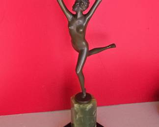 Art Deco Bronze Dancer Sculpture by Josef Lorenzl on Onyx Base