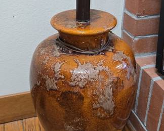 Mid-Century Modern Drip Glaze Ceramic Ginger Jar Table Lamp