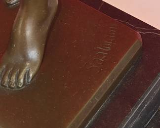 Art Deco Bronze Figurine of a Woman with Mirror and Comb, Signed 'F. Zaldivar'