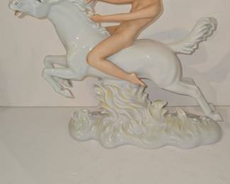 Schau Bach Kunst Porcelain Figurine of a Woman Riding a Horse