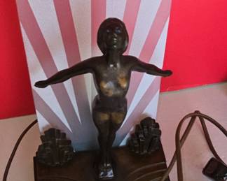 Art Deco Nude Diver Figural Lamp