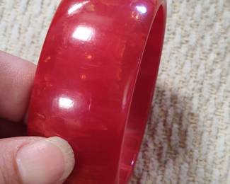 Vintage Cherry Red Bakelite Bangle Bracelet
