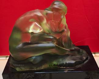 L. Troubléff "Nymph" Art Deco Glass Sculpture