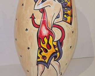 Tattoo Flash Art Ceramic Vase with Pin-Up Girls