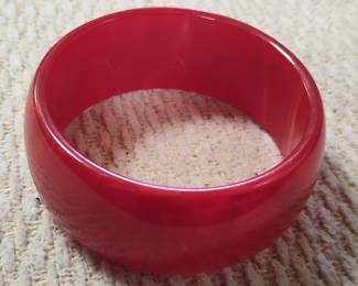Vintage Cherry Red Bakelite Bangle Bracelet