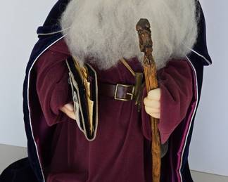 Handcrafted Wizard Doll with Staff and Book