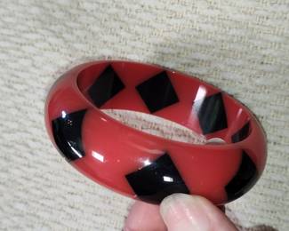 Bakelite Checkerboard Bangle Bracelet