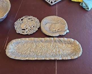 Arthur Court Bunny and Fox Set with Floral Tray