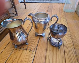 W.M. Rogers Silver-Plated Coffee Pot, Creamer, and Sugar Bowl Set