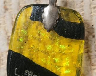 Dichroic Glass Pendant Necklace "L. Mazor"