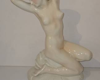 Karl Ens Porcelain Figurine of a Reclining Nude Woman