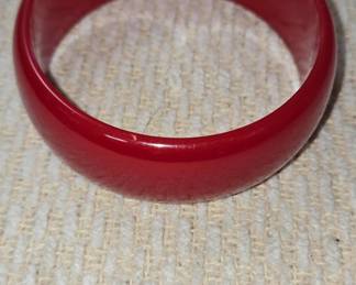 Vintage Cherry Red Bakelite Bangle Bracelet