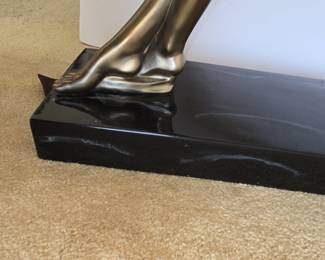 Art Deco Bronze Finished Nude Woman Sculpture on Marble Base