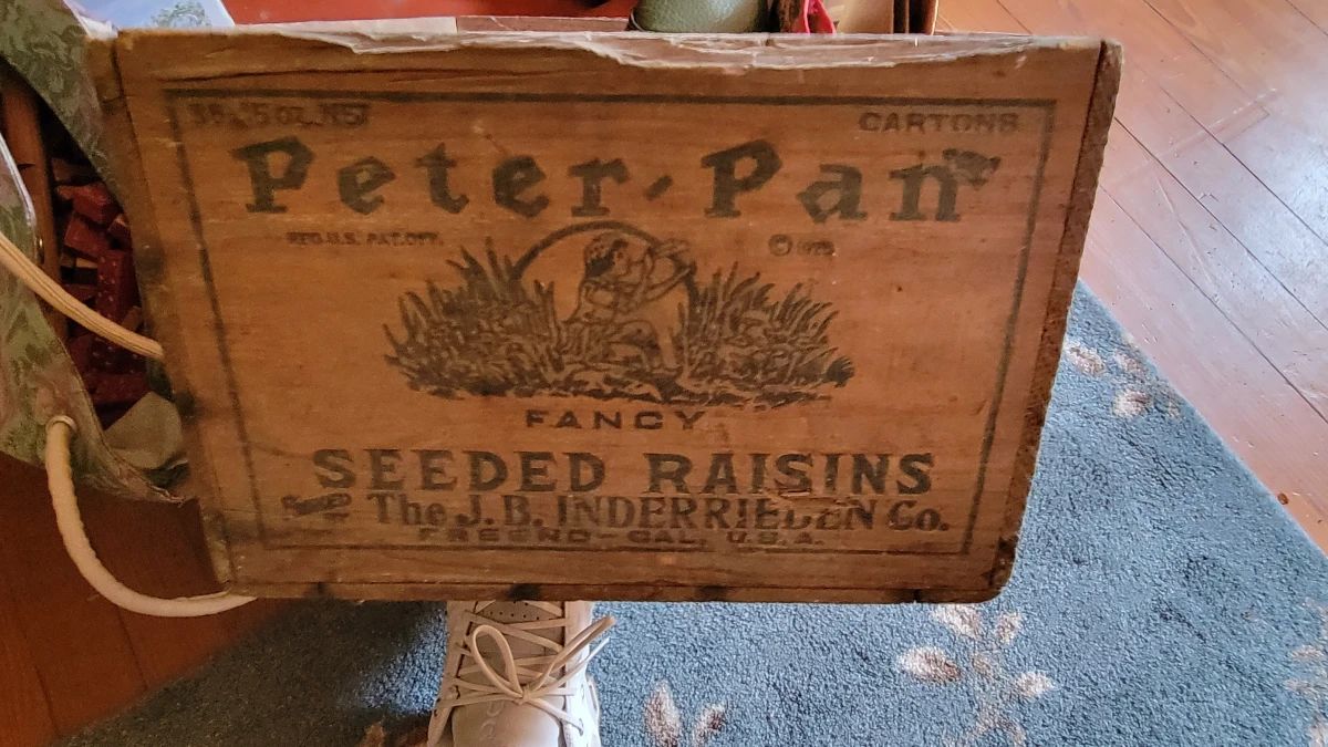 Rare RARE Peter Pan wooden raisin box