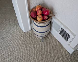 Vintage blue band water crock