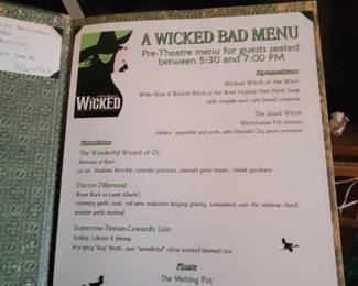 Wicked book includes Wharton Center menu