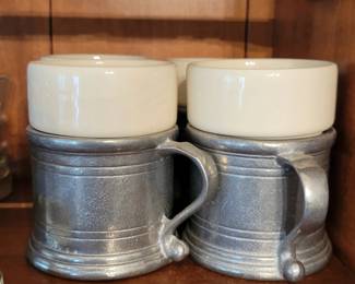 Wilton pewter mugs.  Set of 8
