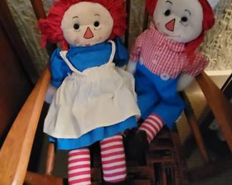 Vintage Raggedy Ann and Andy dolls