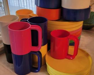 Mid-century plastic Heller dishes