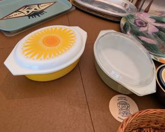Nice Pyrex.   Sunflower and avocado green