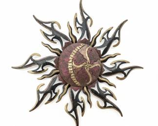 Metal Sunburst Wall Art with Celestial Motif