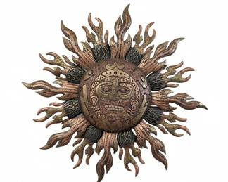 Artisan Metal Sunburst Wall Decor with Face