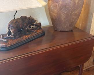Drop leaf table and bear lamp