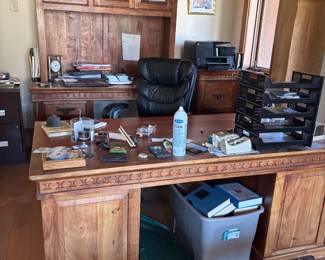 Executive desk and Back cabinet, Wood file cabinet