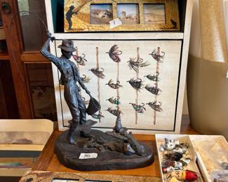 Fishing Lures, Cabinet, and statue