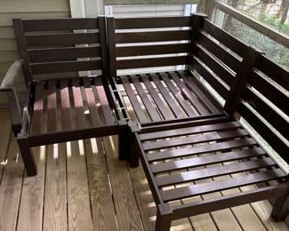 F47 - $100. Patio Sectional. Measures 91" x 64". No cushions included. Each piece moves individually and can be different configurations.