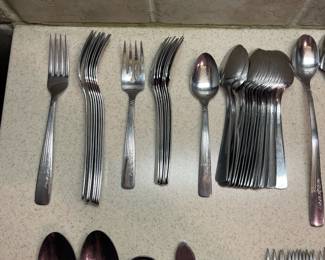 F71 - $40. Oneida Fernwood. Stainless Flatware. 58 Pieces.