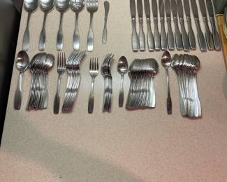 F68 - $100. Oneida Community Paul Revere Stainless. Mostly service for 12 (8 Salad Forks)