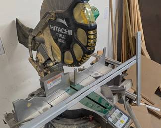 F96 - $250. Hitatchi Compound Miter Saw with Digital Display. Model C12LC Digital. On stand. NOT sliding.