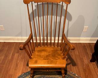 F66 - $60. S. Bent Bros. Wooden Rocking Chair. Measures 26" x 28" x 42" tall.