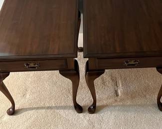F24 - $150. PAIR of Pennsylvania House Solid Cherry Side Tables. Measures 21.25" x 26.75" x 21.5" tall.