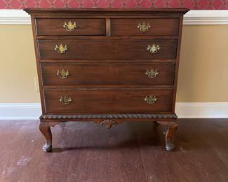 F8 - $275. James B. Henderson Chest of Drawers. 3 long drawers 2 smaller. Measures 38" wide x 21" deep x 38.5" tall.