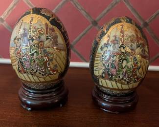 F40 - $80. Satsuma Eggs - 3 Pc Set. 2 - 4.5". 1 - 12".